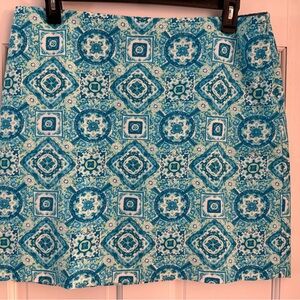 Talbots Aqua and Blue Geometric Mini Skirt